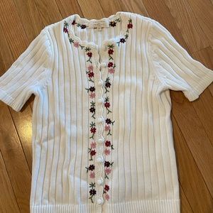 like new Sézane short sleeved cardigan with embroidery